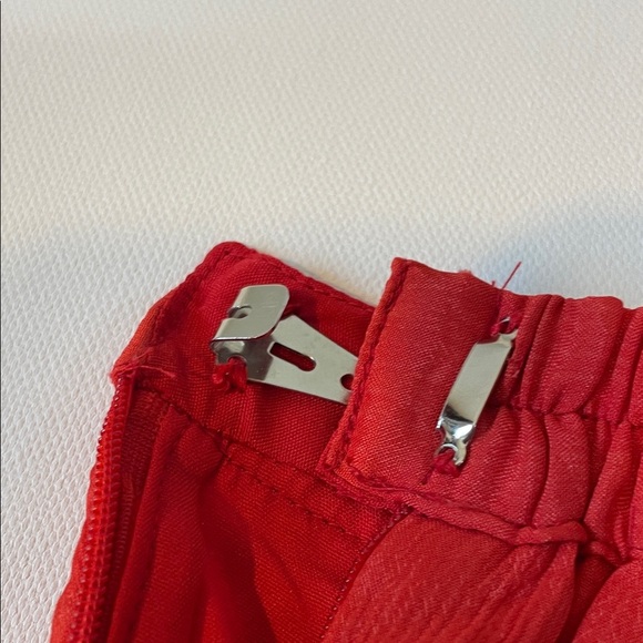 Vintage Red Two-Piece Set Beaded Embroidered Top & Ruffle Pants - Picture 15 of 16